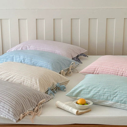 Pastel Striped Bow Pillowcase YP108