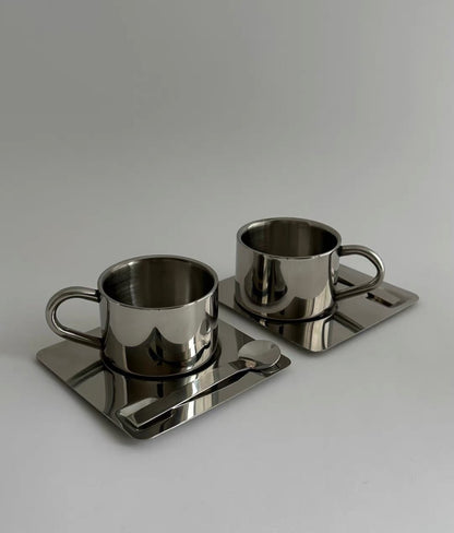 Minimalist Stainless Steel Coffee Cup Set