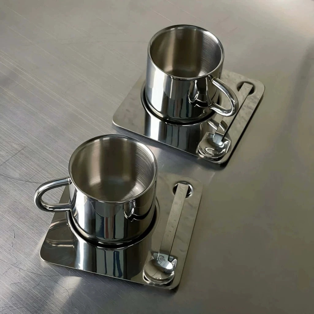 Minimalist Stainless Steel Coffee Cup Set