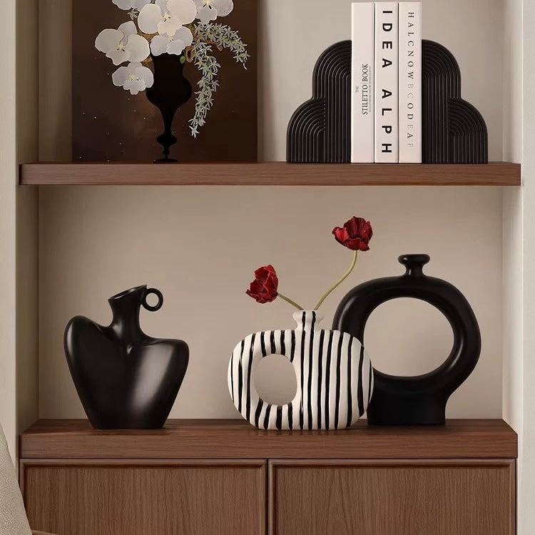 Minimalist Striped Ceramic Vase Set