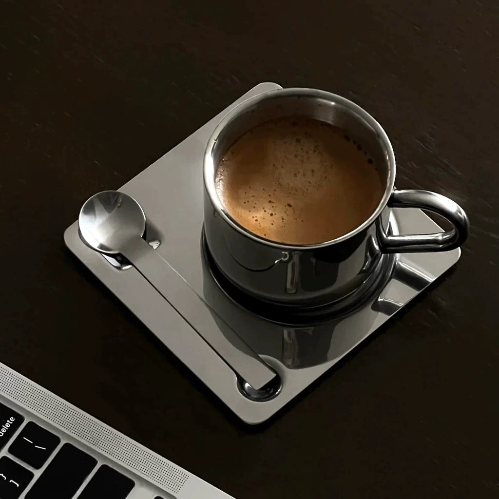 Minimalist Stainless Steel Coffee Cup Set