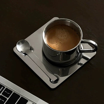 Minimalist Stainless Steel Coffee Cup Set