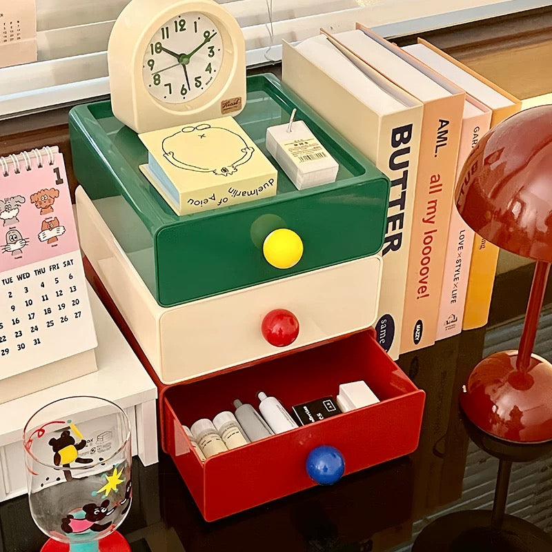 Organizador de escritorio retro con cajón