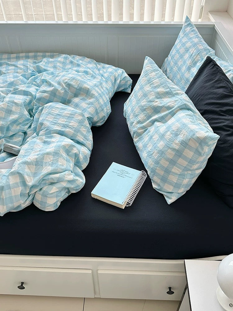 Aesthetic Blue & Black Striped Duvet Cover Set