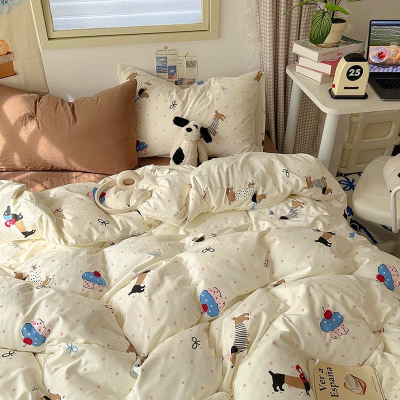 Cute Dog & Cupcake Bedding Set