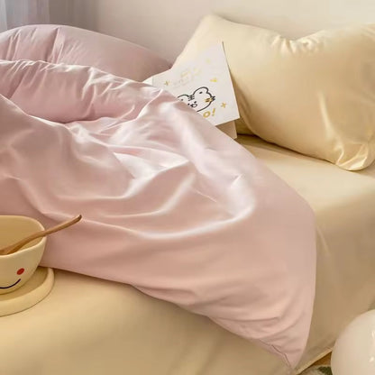 Pastel Pink & Cream Solid Bedding Set YP109