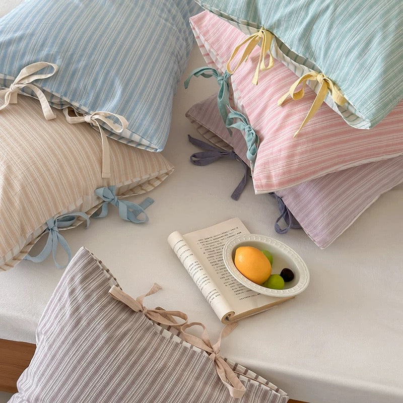 Pastel Striped Bow Pillowcase YP108