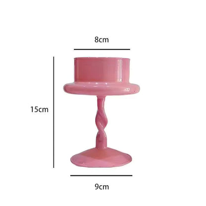 Pink Twisted Glass Candle Holder