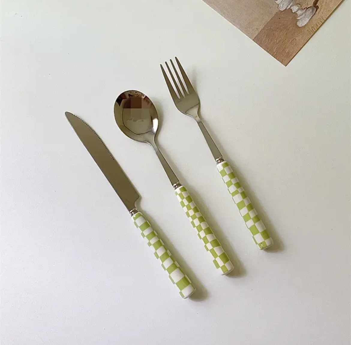 Retro Checkerboard Cutlery Set