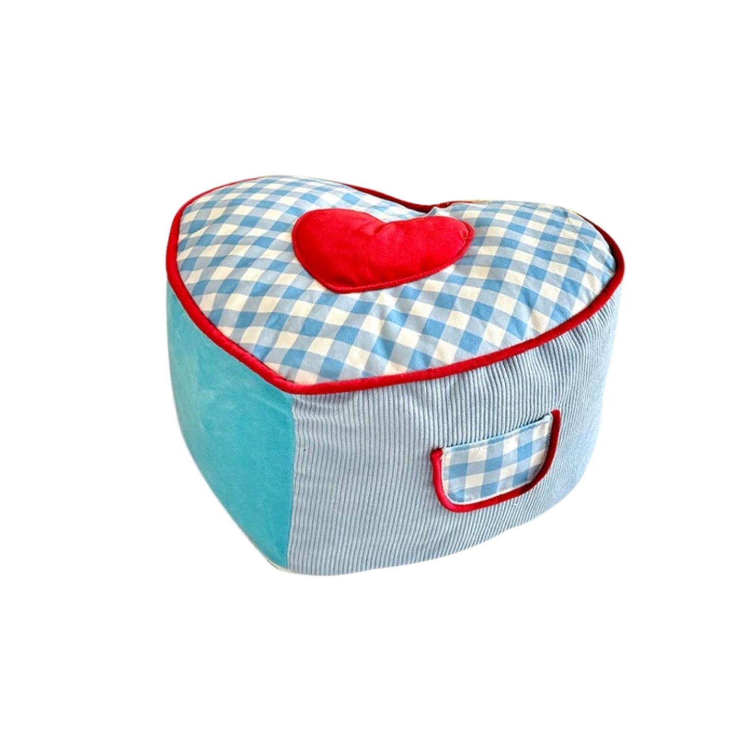 Cozy Plaid Heart Pouf Cushion