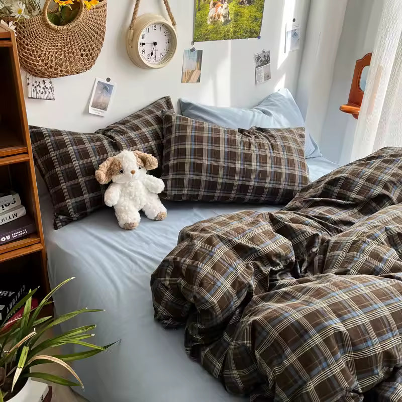 Preppy Plaid Brown Bedding Set