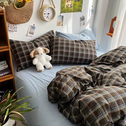 Preppy Plaid Brown Bedding Set