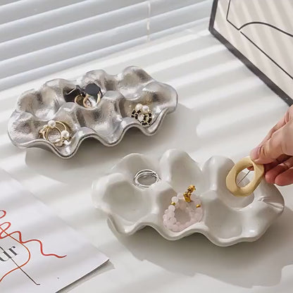 Plateau créatif en céramique pour œufs, rangement de bijoux, présentoir, décoration de table avec 6 compartiments Y41