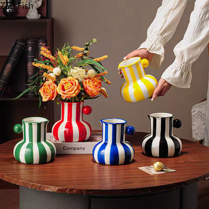 Modern Striped Ceramic Vase