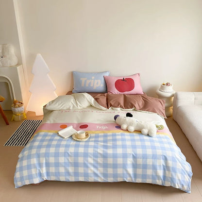 Gingham Pastel Cotton Bedding Set YP111