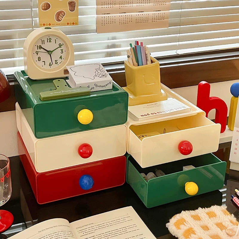 Organizador de escritorio retro con cajón