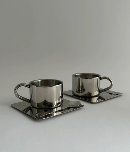 Minimalist Stainless Steel Coffee Cup Set