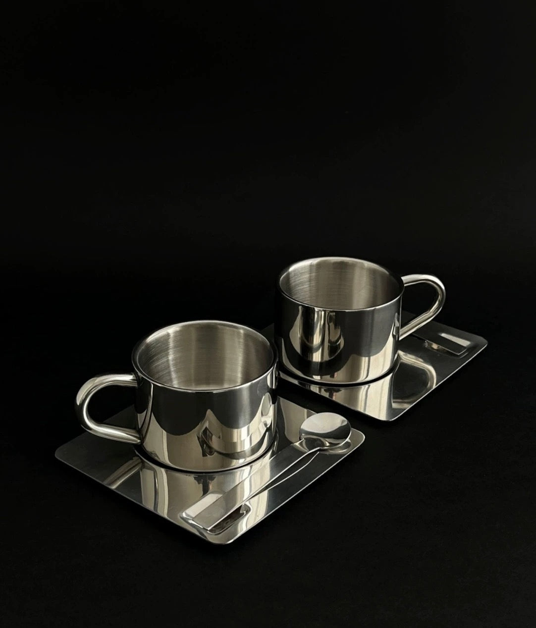 Minimalist Stainless Steel Coffee Cup Set