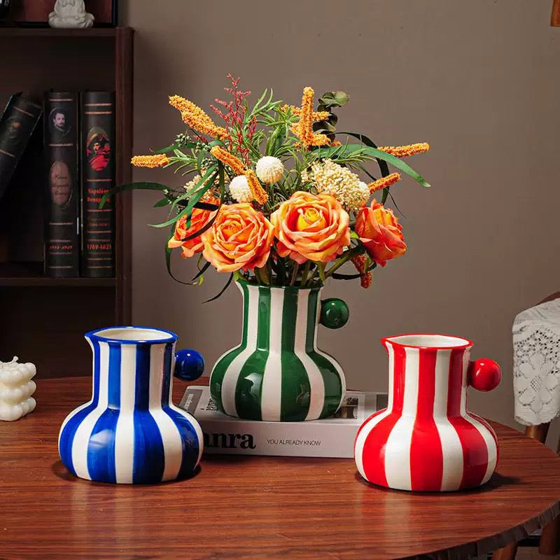 Modern Striped Ceramic Vase