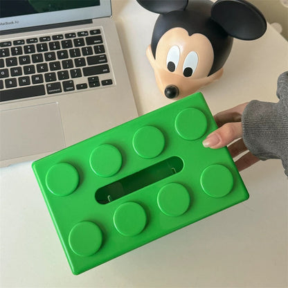 Caja de pañuelos con bloques de construcción creativos