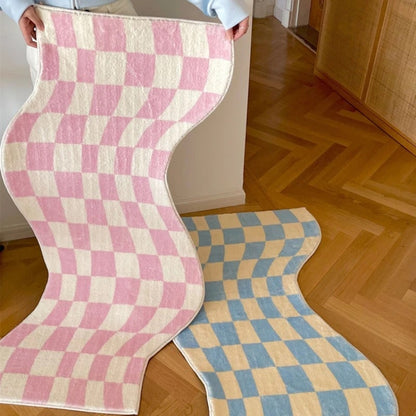 Curvy Edge Pastel Checker Rug